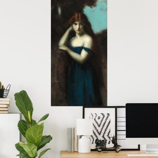 Permanente vrouw - Jean-Jacques Henner Fine Art Poster (Thuiskantoor)