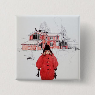 Permanente wintersneeuw vierkante button 5,1 cm