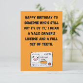 Permis de conduire Drôle Carte de voeux d'annivers (Debout devant)