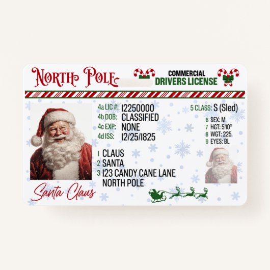 Permis de conduire du Père Noël Badge de Noël (Devant)