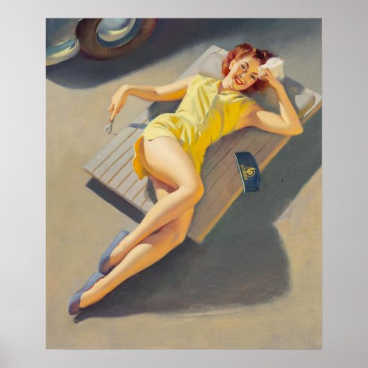 Permite Meisje op Auto Creeper Pin-up Poster (Voorkant)
