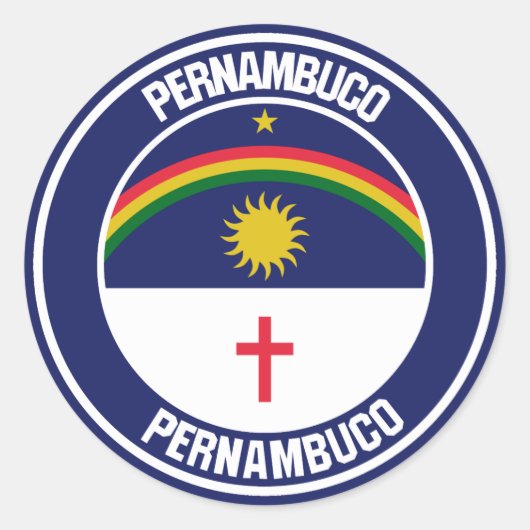 Pernambuco Round Emblem Ronde Sticker (Voorkant)