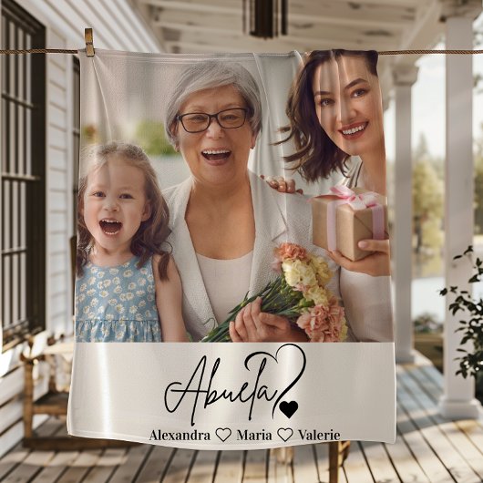 Peronalized Photo Abuela Minimalist Line Art Fleece Deken