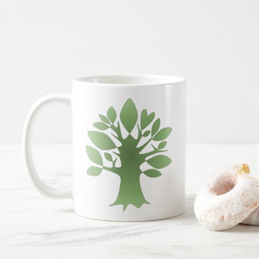 Perpetual Green Tree Love Infinity Line Art Koffiemok (Met donut)