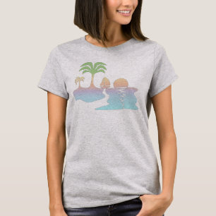 Perpetual tropische zonsopgang met zeilboot T-shir T-shirt