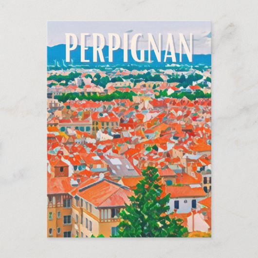 Perpignan Photo Vintage Briefkaart (Voorkant)
