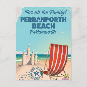 Perranporth strand Oude poster van de kust Briefkaart