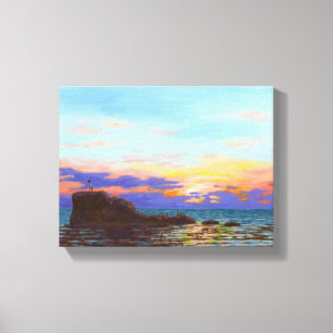 Perranporth strand zonsondergang canvas afdruk