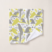 Perroquet à ara gris jaune Dessin Motif tropical (Gant de toilette)