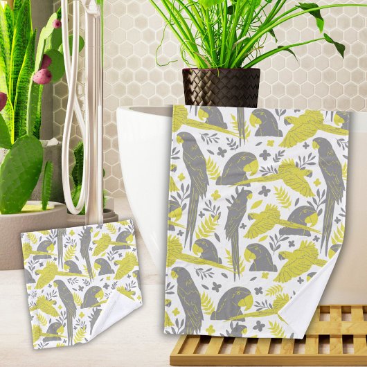 Perroquet à ara gris jaune Dessin Motif tropical