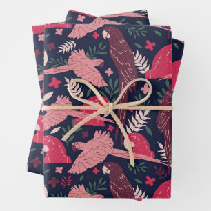 Perroquet Ara Tropical Motif de Feuilles