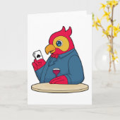 Perroquet au Poker avec cartes de Poker (Fleur jaune)