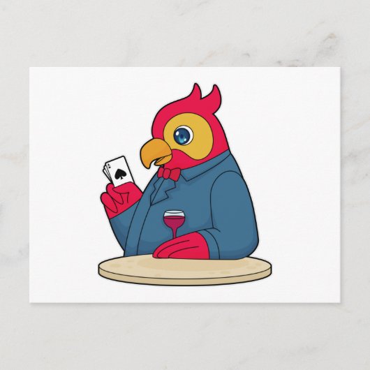 Perroquet au Poker avec des cartes de Poker (Devant)