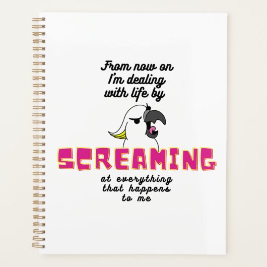 Perroquet blanc en colère avec texte amusant (Devant)