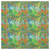 Perroquet d'ara. Tissu de coton peigné par jungle (Échantillon)