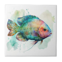 Perroquet de Mer, Aquarelle, Carreau de Céramique