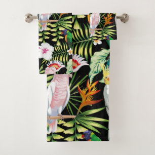Perroquet et ara avec le motif de plantes