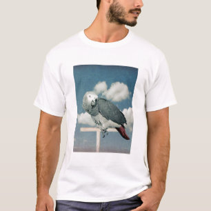 Perroquet gris africain sur un T-shirt