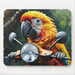 Perroquet sur le tapis de souris moto