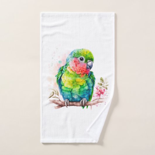 Perroquet vert - Bébé mignon oiseau (Serviette à main)