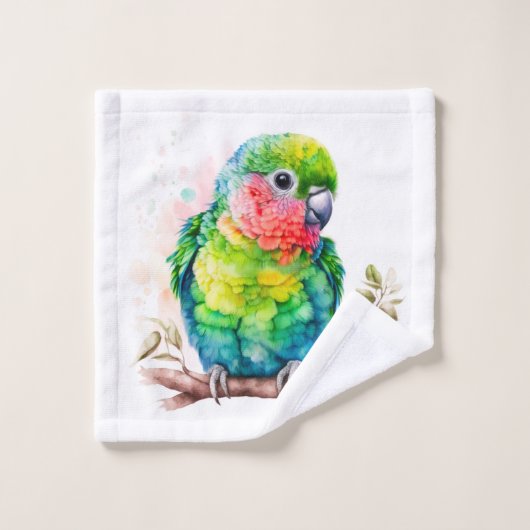 Perroquet vert - Bébé mignon oiseau (Gant de toilette)