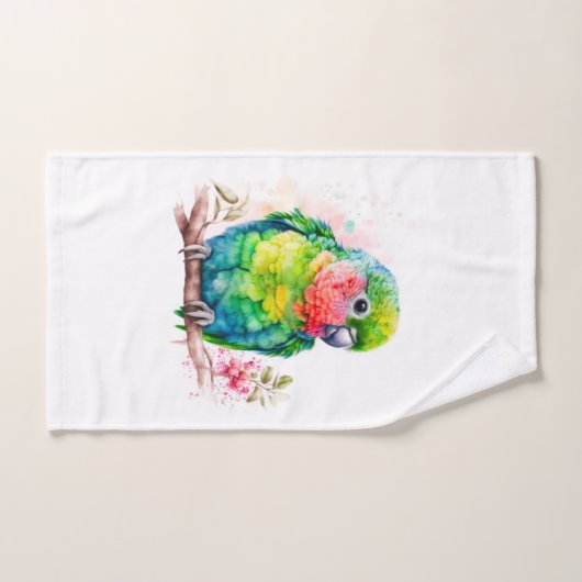 Perroquet vert - Bébé mignon oiseau (Serviette à main)