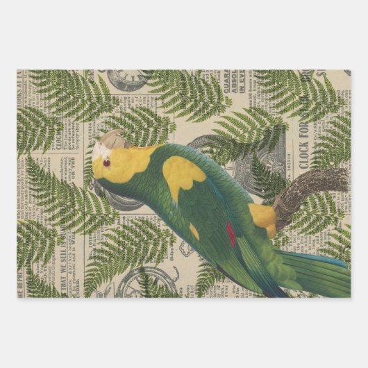 Perroquet vert et jaune sur les Feuilles (Devant 2)