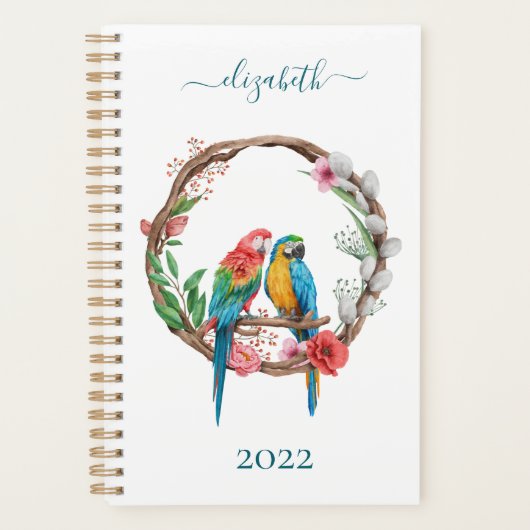 Perroquets Ara Oiseaux Fleuris Floral (Devant)