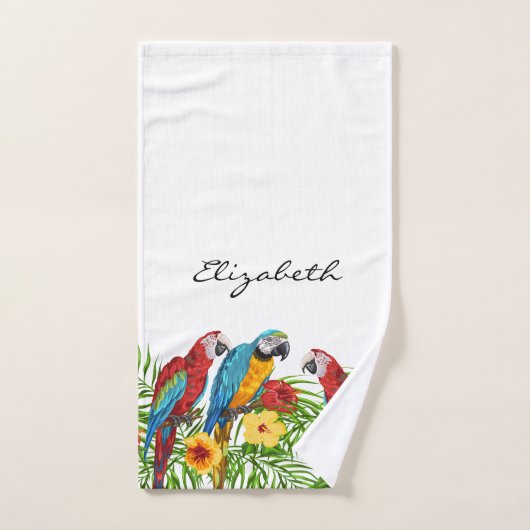Perroquets bleu rouge feuille nom d'été (Serviette à main)