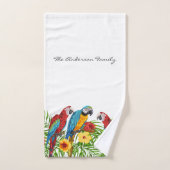 Perroquets bleu tropical Nom de famille d'été blan (Serviette à main)