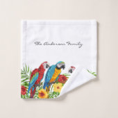 Perroquets bleu tropical Nom de famille d'été blan (Gant de toilette)