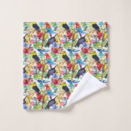 Perroquets colorés d'aquarelle (Gant de toilette)
