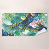 perroquets colorés et fleurs exotiques (Serviette de bain)