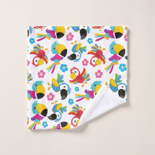 Perroquets colorés, Perroquets tropicaux, Oiseaux, (Gant de toilette)