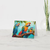 Perroquets colorés Plié blanc Carte de voeux (Devant)