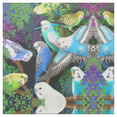 Perroquets de perruche dans le tissu de fougères (Fermer)