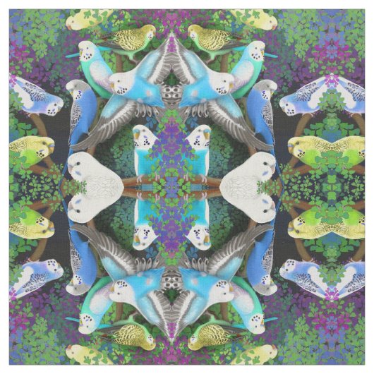 Perroquets de perruche dans le tissu de fougères (Échantillon)