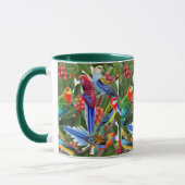Perroquets de Rosella dans la tasse de sonnerie de (Gauche)