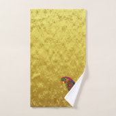 Perroquets en feuille d'or jaune rouge vert bleu (Serviette à main)