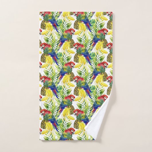 Perroquets et fruit tropical (Serviette à main)