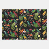 Perroquets tropicaux colorés, Feuilles et fleurs (Devant 3)