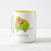 Perroquets verts Lovebirds Oiseau Mug (Devant gauche)