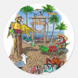 Perrots Beach Party Ronde Sticker