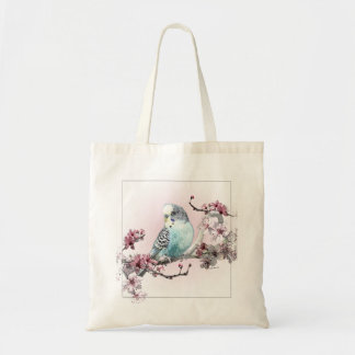 Perruche et fleurs de cerisier - sac fourre-tout