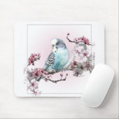 Perruche et tapis de souris de fleurs de cerisier (Avec souris)