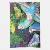 Perruches en serviette de cuisine de fougères (Vertical)