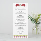 Perruches épousant la carte de menu de bannières (Debout devant)