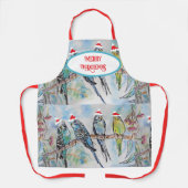 Perruches Santa Budgies oiseau de Noël Tablier (Recto)
