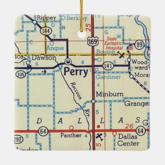 Perry IA  Map Keramisch Ornament (Achterkant)