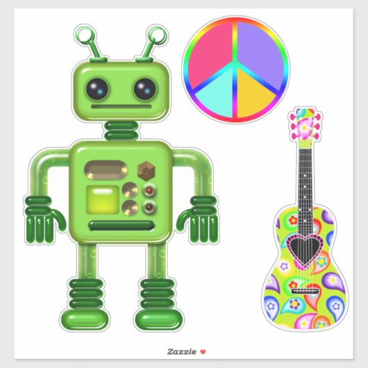 Perry the Peridot Robot Vredesbord Gitaar Sticker (Vel)